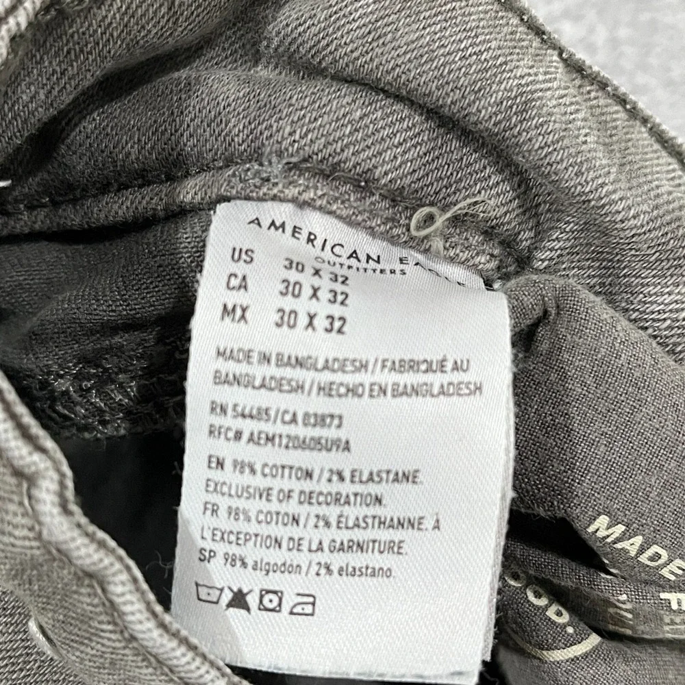 American Eagle Athletic Skinny Airflex Jeans Men's 30x30*  Distressed Gray Denim